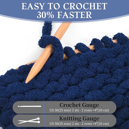 8 Pack Chunky Chenille Yarn for Crocheting, Navy Blue Jumbo Yarn Soft Plush Chunky Blanket Yarn for Hand Knitting, Fluffy Thick Bulky Yarn for Arm Knitting(28 Yds/8.5 Oz Each Skein) in Saudi Arabia