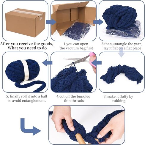 8 Pack Chunky Chenille Yarn for Crocheting, Navy Blue Jumbo Yarn Soft Plush Chunky Blanket Yarn for Hand Knitting, Fluffy Thick Bulky Yarn for Arm Knitting(28 Yds/8.5 Oz Each Skein) in Saudi Arabia