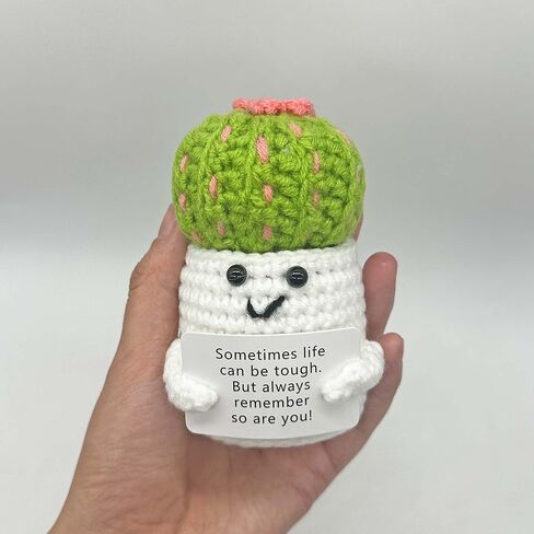 Positive Crochet Animals Emotional Support Crochet Nuggets Inspirational Funny Gifts for Women Handmade Cactus Plant Decor in Saudi Arabia