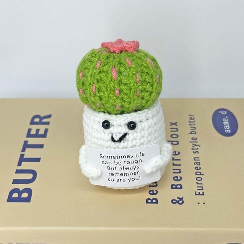 Positive Crochet Animals Emotional Support Crochet Nuggets Inspirational Funny Gifts for Women Handmade Cactus Plant Decor in Saudi Arabia