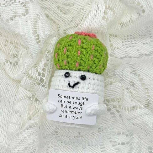 Positive Crochet Animals Emotional Support Crochet Nuggets Inspirational Funny Gifts for Women Handmade Cactus Plant Decor in Saudi Arabia