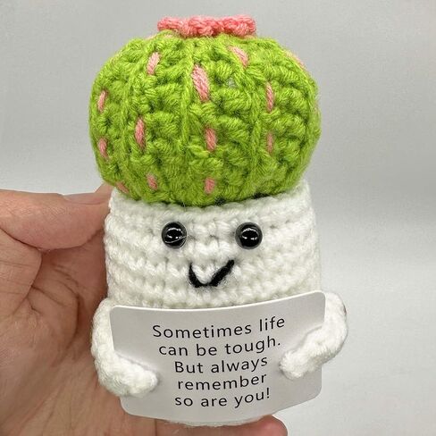 Positive Crochet Animals Emotional Support Crochet Nuggets Inspirational Funny Gifts for Women Handmade Cactus Plant Decor in Saudi Arabia
