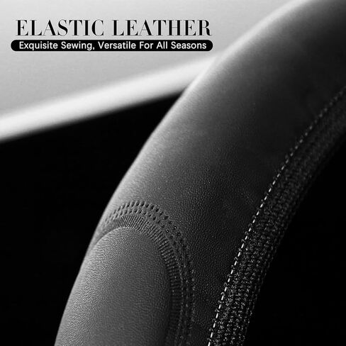 Car Leather Steering Wheel Cover Compatible for Acura Car Universal Size - Black in Saudi Arabia
