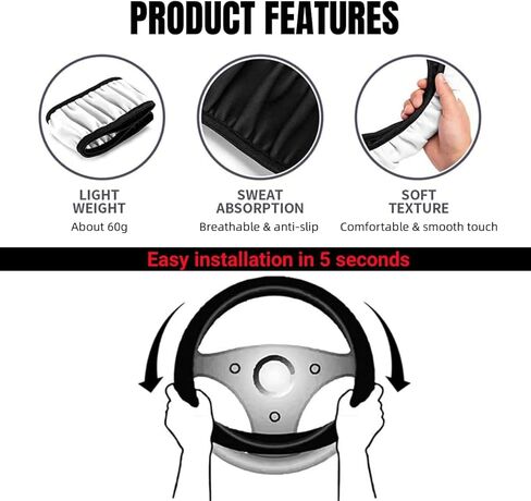 Car Leather Steering Wheel Cover Compatible for Acura Car Universal Size - Black in Saudi Arabia