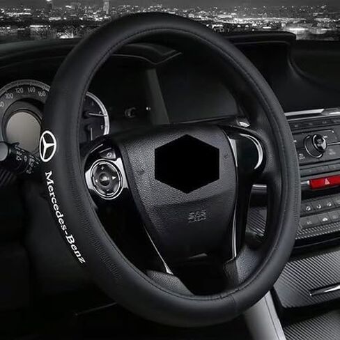 Car Leather Steering Wheel Cover Compatible for Acura Car Universal Size - Black in Saudi Arabia