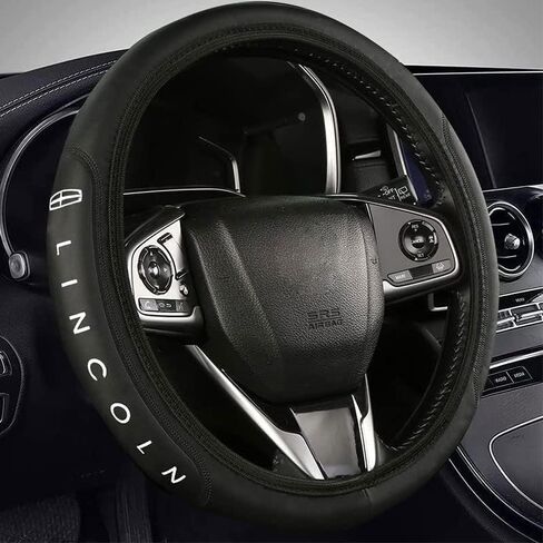 Car Leather Steering Wheel Cover Compatible for Acura Car Universal Size - Black in Saudi Arabia