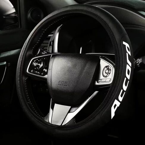 Car Leather Steering Wheel Cover Compatible for Acura Car Universal Size - Black in Saudi Arabia