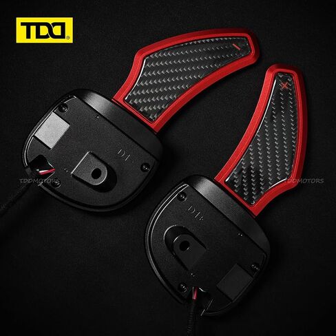 TDD Glossy Carbon Fiber Magnetic Paddle Shifter for Dodge Challenger Charger Jeep Durango Grand Cherokee Chrysler 300 SRT Hellcat Red Aluminum Alloy Backside Steering Wheel Modification Parts in Kuwait