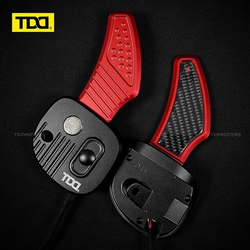 TDD Glossy Carbon Fiber Magnetic Paddle Shifter for Dodge Challenger Charger Jeep Durango Grand Cherokee Chrysler 300 SRT Hellcat Red Aluminum Alloy Backside Steering Wheel Modification Parts in Kuwait