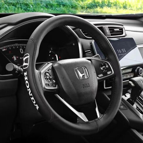 Car Leather Steering Wheel Cover Compatible for Acura Car Universal Size - Black in Saudi Arabia