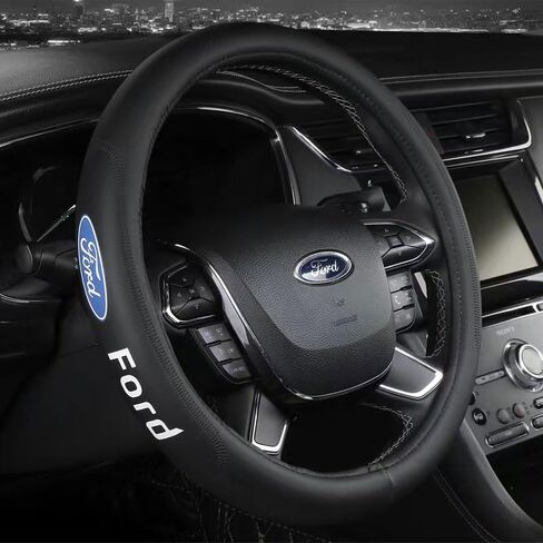 Car Leather Steering Wheel Cover Compatible for Acura Car Universal Size - Black in Saudi Arabia