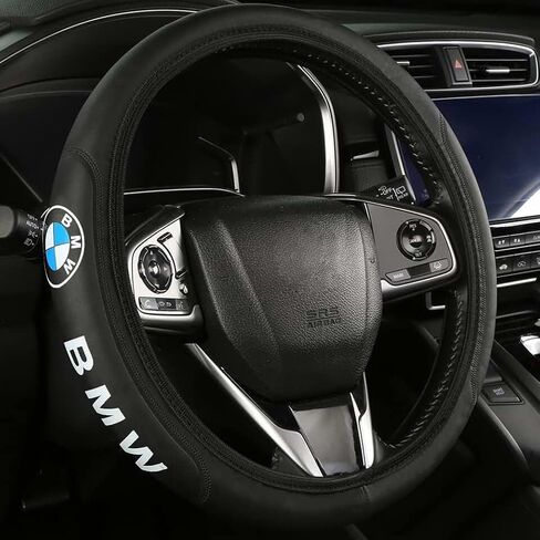 Car Leather Steering Wheel Cover Compatible for Acura Car Universal Size - Black in Saudi Arabia