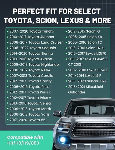 Anina H11 H8 H9 880 مجموعة أدوات تسخير الأسلاك الخفيفة للضباب لـ 2007-2022 Toyota Tundra 4Runner LX570 مع مفتاح تشغيل/إيقاف نمط OEM ومرحل 40A لأضواء القيادة الضباب LED in Kuwait