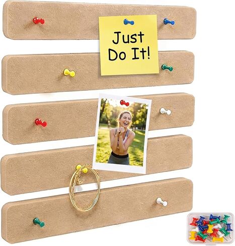 5-Pack Felt Bulletin Board Strips 13x2 Inches,Self-Adhesive Cork Board Strips for Wall, Pin Board Strip with 30 Push Pins for Paste Notes,Pictures, Keys,Classroom Home Office (Brown) in Saudi Arabia
