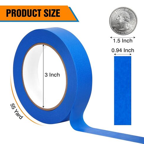 Blue Painters Tape 1 Inch x 55yd, 20 Rolls Masking Tapes (1100yds in Total), Painters Tape for Painting Labeling Arts Crafts, Easy Removal, No Residue in Saudi Arabia