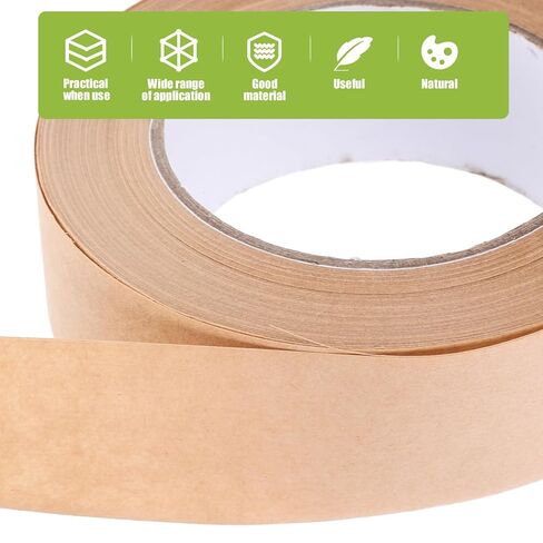 36mm Kraft Paper Tape for Watercolor Painting Stretching Professional Brown Wet Water Activated Packing Tape for Art Framing Picture Mounting Crafting Supplies, 1 Roll in Kuwait