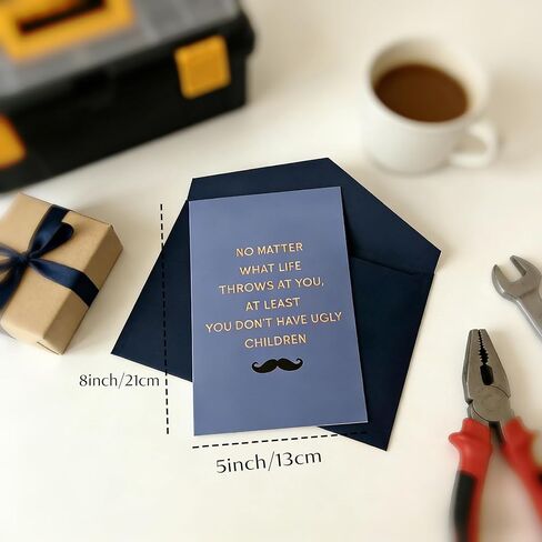 Funny Fathers Day card Gift for Dad - No Matter What Life Throws at You, At Least You Don't Have Ugly Children - Unique Fathers Day Card Ideas, Birthday, and Christmas with Envelope in Saudi Arabia