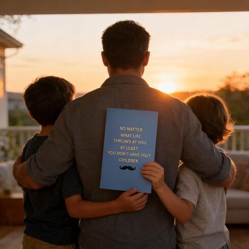 Funny Fathers Day card Gift for Dad - No Matter What Life Throws at You, At Least You Don't Have Ugly Children - Unique Fathers Day Card Ideas, Birthday, and Christmas with Envelope in Saudi Arabia