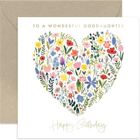 Old English Co. Grandma Birthday Card - Floral Heart Painting Gold Foil - Cute Women's Card | Blank Inside Envelope in Kuwait