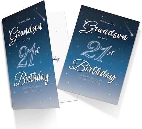 21st Birthday Card for Grandson – Starry Night A5 Greeting Card with Printed Verse – Premium UK Made Milestone Card in Saudi Arabia