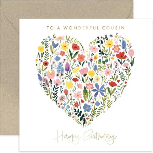 Old English Co. Grandma Birthday Card - Floral Heart Painting Gold Foil - Cute Women's Card | Blank Inside Envelope in Kuwait