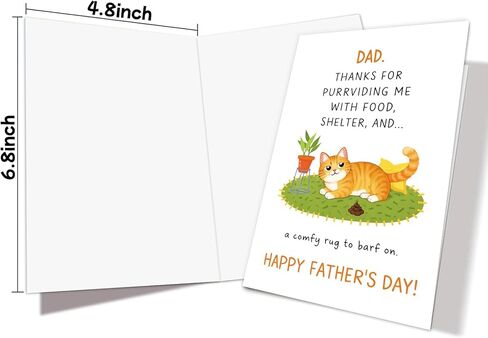 Funny Father's Day Card From The Cat Large 5x7'' Happy Fathers Day Card with Envelope for Dad Hilarious Greeting Card From Fur Baby Humorous Fathers Day Gift for Cat Lover Cat Dad Birthday Card in Kuwait