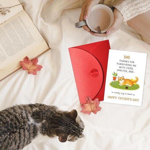 Funny Father's Day Card From The Cat Large 5x7'' Happy Fathers Day Card with Envelope for Dad Hilarious Greeting Card From Fur Baby Humorous Fathers Day Gift for Cat Lover Cat Dad Birthday Card in Kuwait
