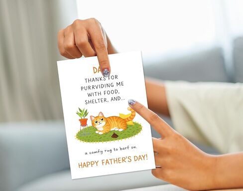 Funny Father's Day Card From The Cat Large 5x7'' Happy Fathers Day Card with Envelope for Dad Hilarious Greeting Card From Fur Baby Humorous Fathers Day Gift for Cat Lover Cat Dad Birthday Card in Kuwait