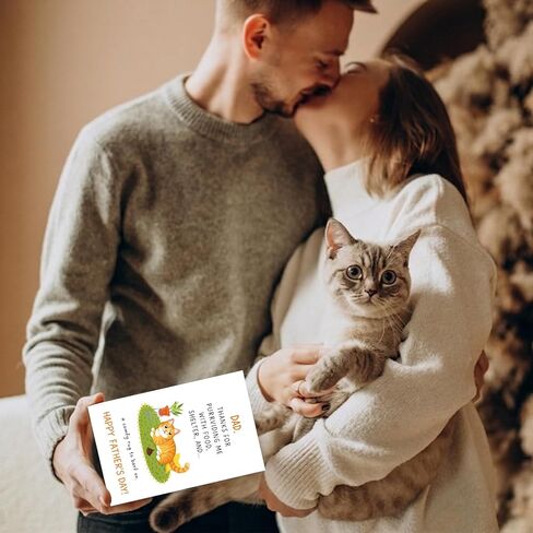 Funny Father's Day Card From The Cat Large 5x7'' Happy Fathers Day Card with Envelope for Dad Hilarious Greeting Card From Fur Baby Humorous Fathers Day Gift for Cat Lover Cat Dad Birthday Card in Kuwait