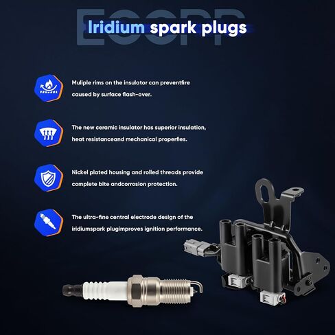 ECCPP UF419 1 Ignition Coils wilth 4503 SP1013 4 Iridium Spark Plugs wilth 7962 4 Wires coils packs for Hyundai Elantra 2003-06,for Hyundai Tiburon 2003-08,for Hyundai Tucson 2005-09 2.0L in Kuwait