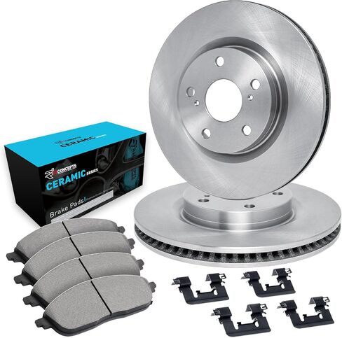 R1 Concepts Front Brake Kit Fits 2004-2009 Toyota Prius| Ceramic Pads, Blank Rotors| Hardware| 10.6" Front Rotor in Kuwait