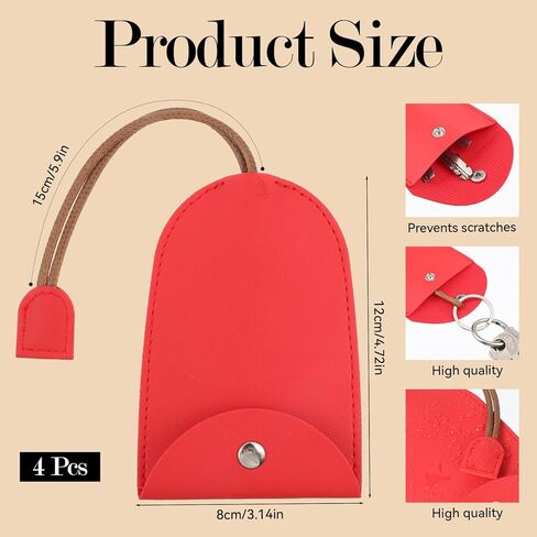 Protective Pull out Key Case, 4 PCS Pull out Keys Covers Case Retractable Car Keychain Pouch Large-Capacity PU Leather Key Holder for Purse Men & Women, Anti-Loss Not Easy to Slip Keys Pouch in Saudi Arabia