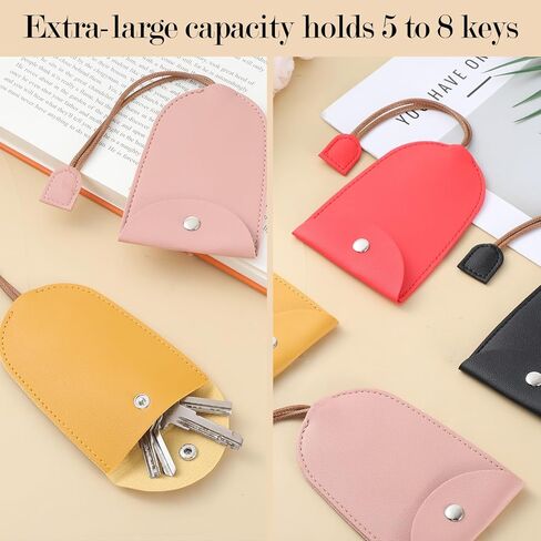 Protective Pull out Key Case, 4 PCS Pull out Keys Covers Case Retractable Car Keychain Pouch Large-Capacity PU Leather Key Holder for Purse Men & Women, Anti-Loss Not Easy to Slip Keys Pouch in Saudi Arabia