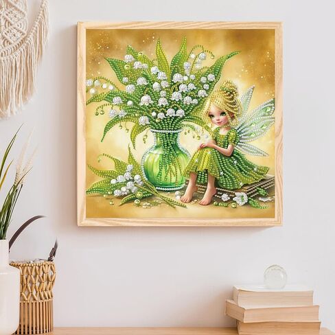مجموعات الرسم الماسي للبالغين، مجموعات فنية ماسية ذات شكل خاص على شكل زهرة خرافية 5D للمبتدئين، لوحة أحجار الراين الكريستالية لتزيين جدران المنزل، 12×12 بوصة in Kuwait