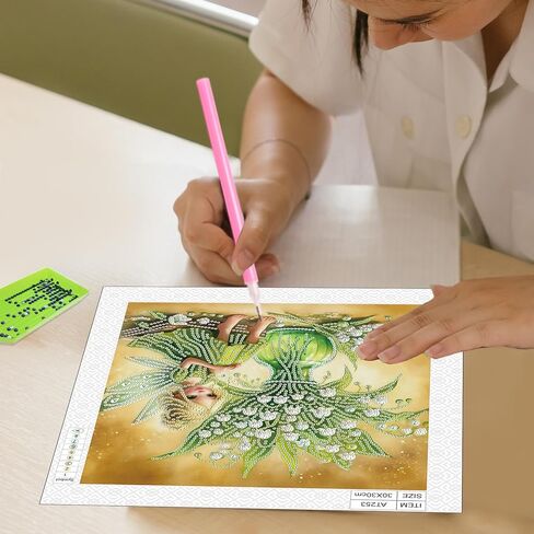 مجموعات الرسم الماسي للبالغين، مجموعات فنية ماسية ذات شكل خاص على شكل زهرة خرافية 5D للمبتدئين، لوحة أحجار الراين الكريستالية لتزيين جدران المنزل، 12×12 بوصة in Kuwait