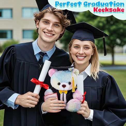 10 بوصات دب التخرج فئة 2026، دمية دب قابلة للتسجيل بنبضات القلب مع ثوب دبلوم قبعة، تسجيل قوس قزح دب التخرج مع مسجل 30 ثانية، هدية تخرج لكلية رياض الأطفال بالمدرسة الثانوية in Kuwait