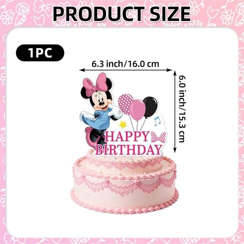 25Pcs Minnie Birthday Party Supplies Pack Includes 1 Cake Topper 24 Cupcake Toppers for Minnie Party Supplies in Saudi Arabia
