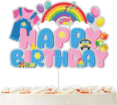 Rachell Teacher Birthday Cake Topper Pink Glitter Cartoon English Teacher Themed Party Decorations For Rachel Girl Rainbow Party Supplies in Kuwait