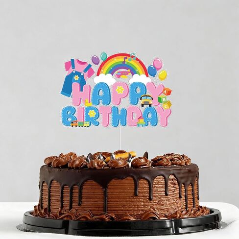 Rachell Teacher Birthday Cake Topper Pink Glitter Cartoon English Teacher Themed Party Decorations For Rachel Girl Rainbow Party Supplies in Kuwait