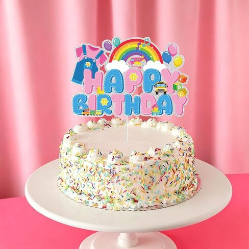 Rachell Teacher Birthday Cake Topper Pink Glitter Cartoon English Teacher Themed Party Decorations For Rachel Girl Rainbow Party Supplies in Kuwait