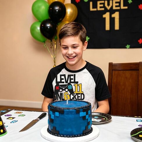 Level 11 Unlocked Cake Topper Happy 11 Birthday Cake Toppers Game Controller 11th Birthday Cake Decor - Video Game Theme Party Supplies for Men Women Teenager in Saudi Arabia