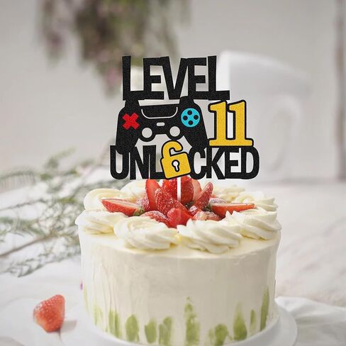 Level 11 Unlocked Cake Topper Happy 11 Birthday Cake Toppers Game Controller 11th Birthday Cake Decor - Video Game Theme Party Supplies for Men Women Teenager in Saudi Arabia