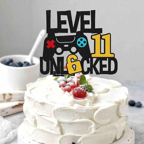 Level 11 Unlocked Cake Topper Happy 11 Birthday Cake Toppers Game Controller 11th Birthday Cake Decor - Video Game Theme Party Supplies for Men Women Teenager in Saudi Arabia