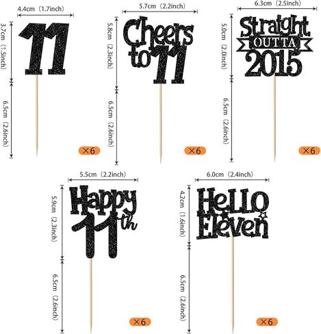 30 Pack Straight Outta 2015 Cupcake Toppers Glitter Black Eleven Happy 11st Birthday Cupcake Picks Cheers to 11 Years Cake Decorations for Baby Shower Boys Girls Kids 11st Birthday Party Supplies in Kuwait