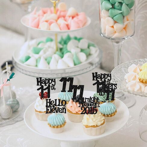 30 Pack Straight Outta 2015 Cupcake Toppers Glitter Black Eleven Happy 11st Birthday Cupcake Picks Cheers to 11 Years Cake Decorations for Baby Shower Boys Girls Kids 11st Birthday Party Supplies in Kuwait