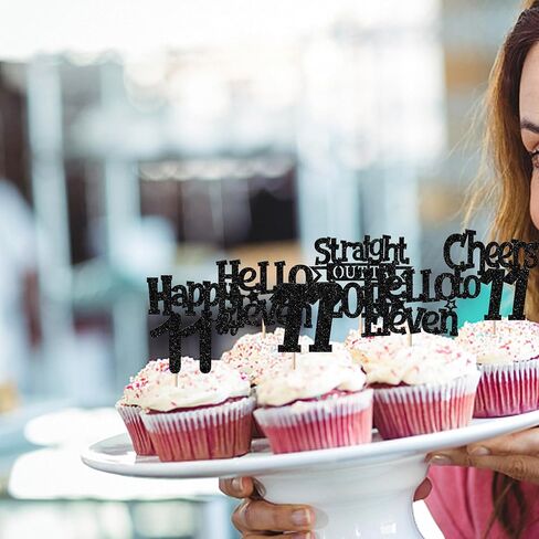 30 Pack Straight Outta 2015 Cupcake Toppers Glitter Black Eleven Happy 11st Birthday Cupcake Picks Cheers to 11 Years Cake Decorations for Baby Shower Boys Girls Kids 11st Birthday Party Supplies in Kuwait