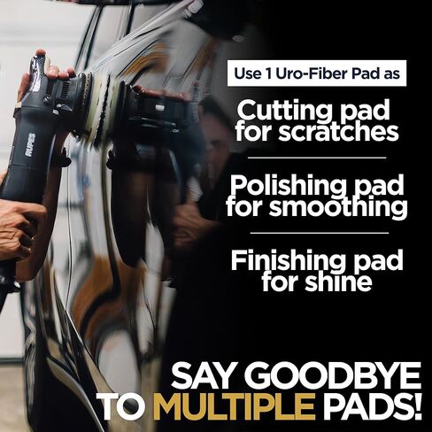URO-Fiber Black & White Microfiber Blend Car Buffer Polisher Pads for Buff and Shine, 5.25" Dual Fiber Cutting & Finishing Pad with White Foam Interface, Durable Car Polish & Buffing Pad (6 Pack) in Kuwait