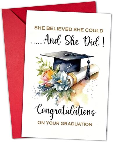 ZEYER 2026 Graduation Card for Her - Elegant Congratulations Cards for Graduates, High School & College Keepsake Graduation Gift, 1 Pack in Saudi Arabia