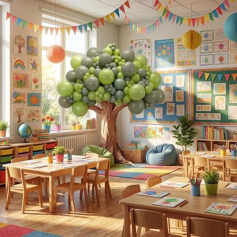 DIY Gaint Balloons 3D Tree Classroom Bulletin Board Set Large Kraft Craft Cardboard Tree for Room Wall Jungle Safari Party Boho Arch Backdrop Chalkboard School Baby Shower Party Decor in Saudi Arabia