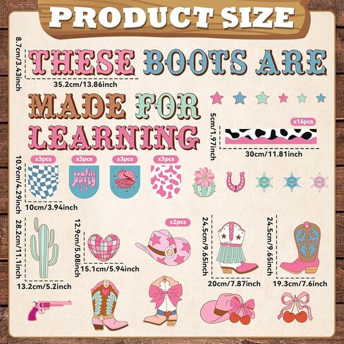 Western Cowgirl Bulletin Board Set West Cowgirl Theme Classroom Decoration These Boots are Made for Learning Cutouts Pink Cowboy Boots Hat Cut Outs for Classroom School Office Chalkboard Wall Decor in Saudi Arabia